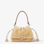 FENDI Mamma Baguette Medium Beige shearling bag